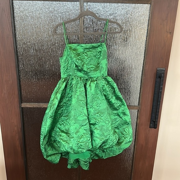 Anthropologie Green Jacquard Bubble Dress size 6 - Picture 5 of 10